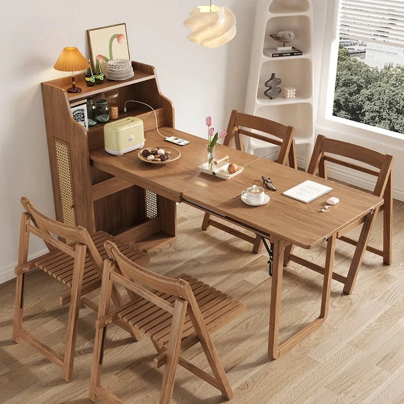 Hidden Cabinet Space Saver Foldable Dining Table Chair Set - Image 5