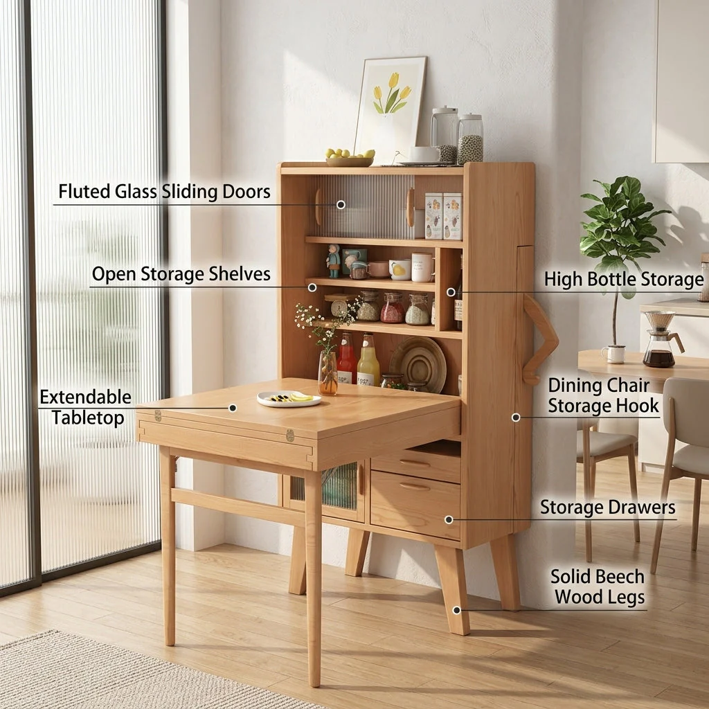 Hideaway Smile Folding Dining Table Storage Cabinet - Image 5