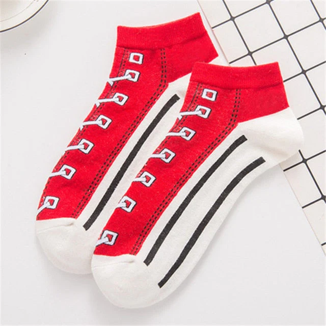Hipster 3D Canvas Shoes Printed Ankle Socks - Image 8