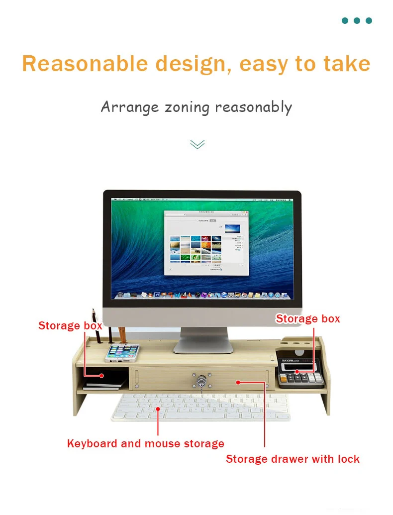 Home Office Wooden Monitor Riser Stand - Image 7