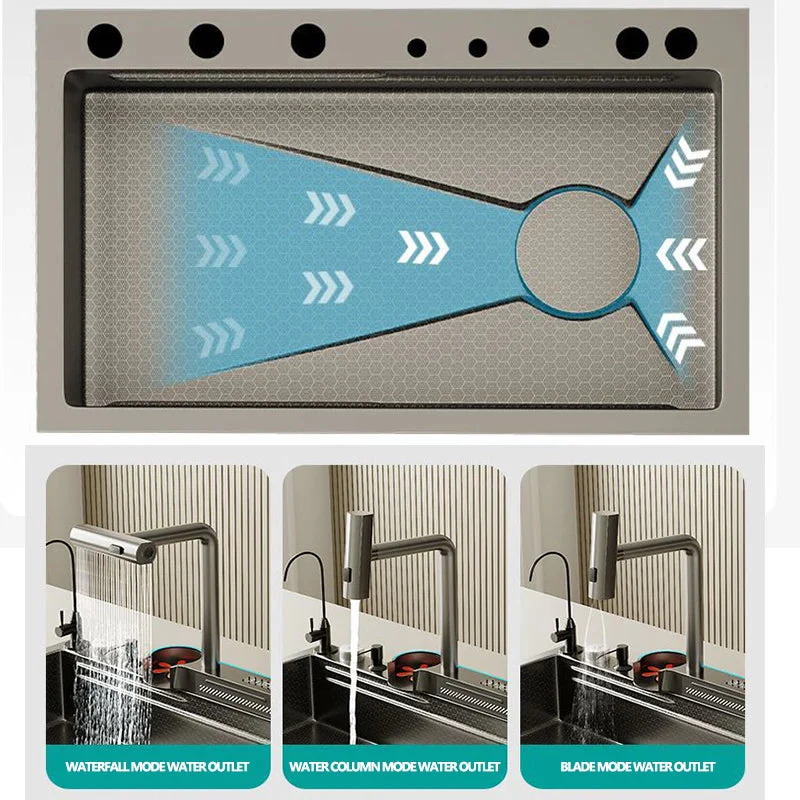 Honeycomb Digital Nano Integrated Stainless Steel Waterfall Sink - Image 3