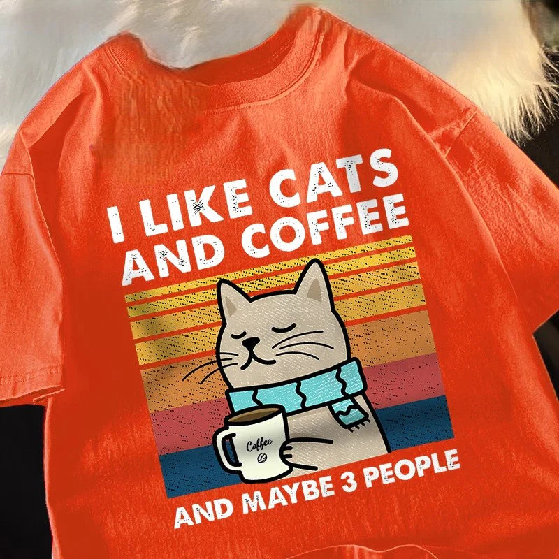 I Like Cats And Coffee And Maybe 3 People Funny T-Shirt - Image 10