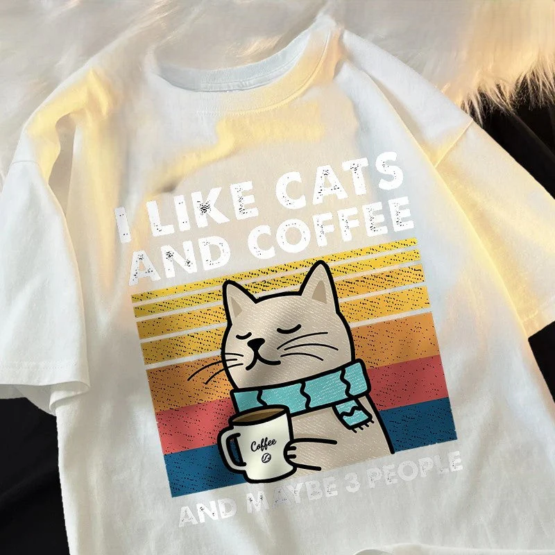 I Like Cats And Coffee And Maybe 3 People Funny T-Shirt - Image 13
