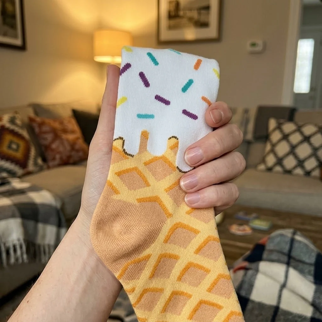 Ice Cream Waffle Pattern Socks - Image 4