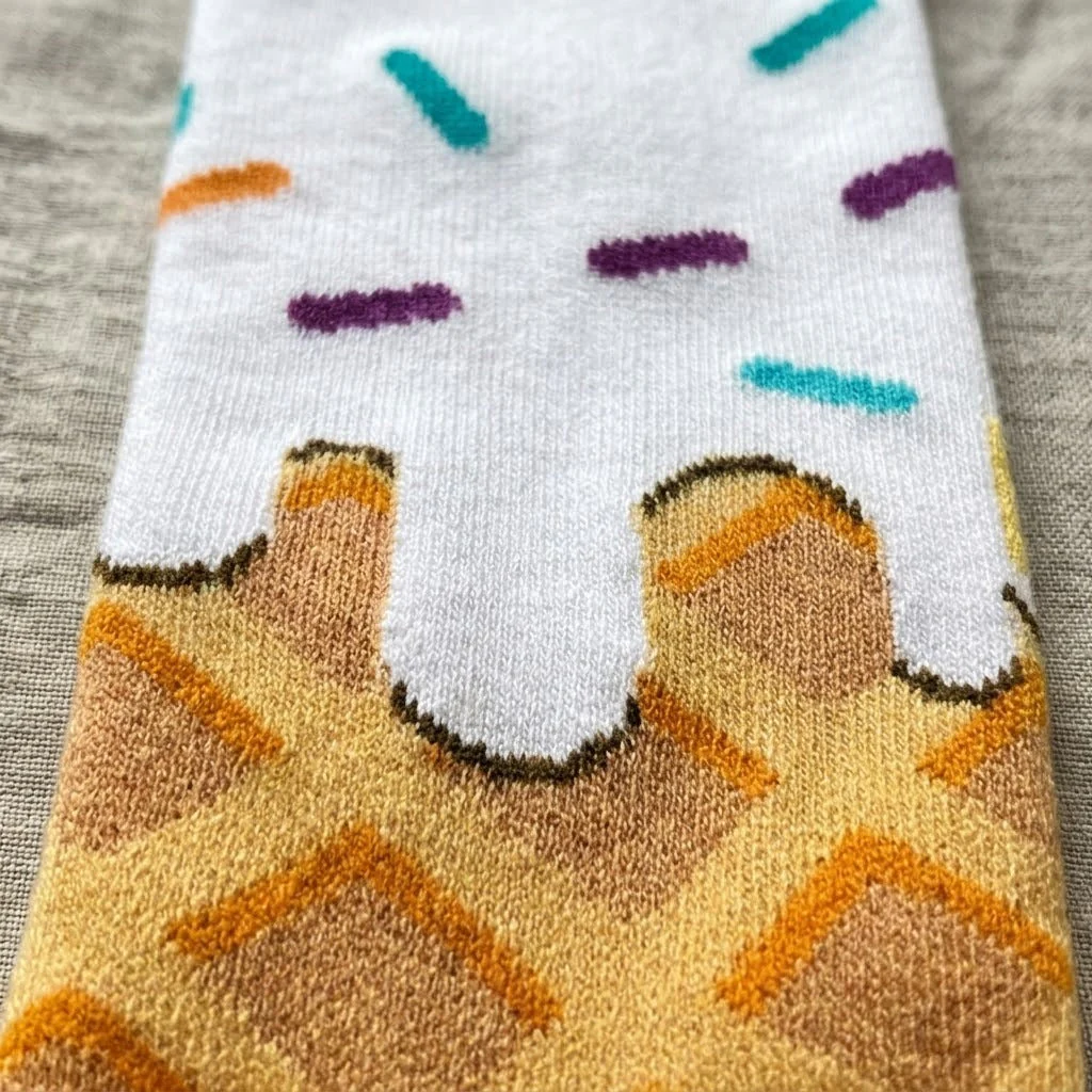 Ice Cream Waffle Pattern Socks - Image 6