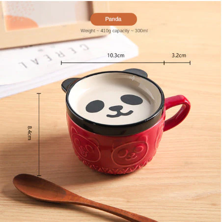Japanese Ceramic Cat Breakfast Mug with Lid - Image 10