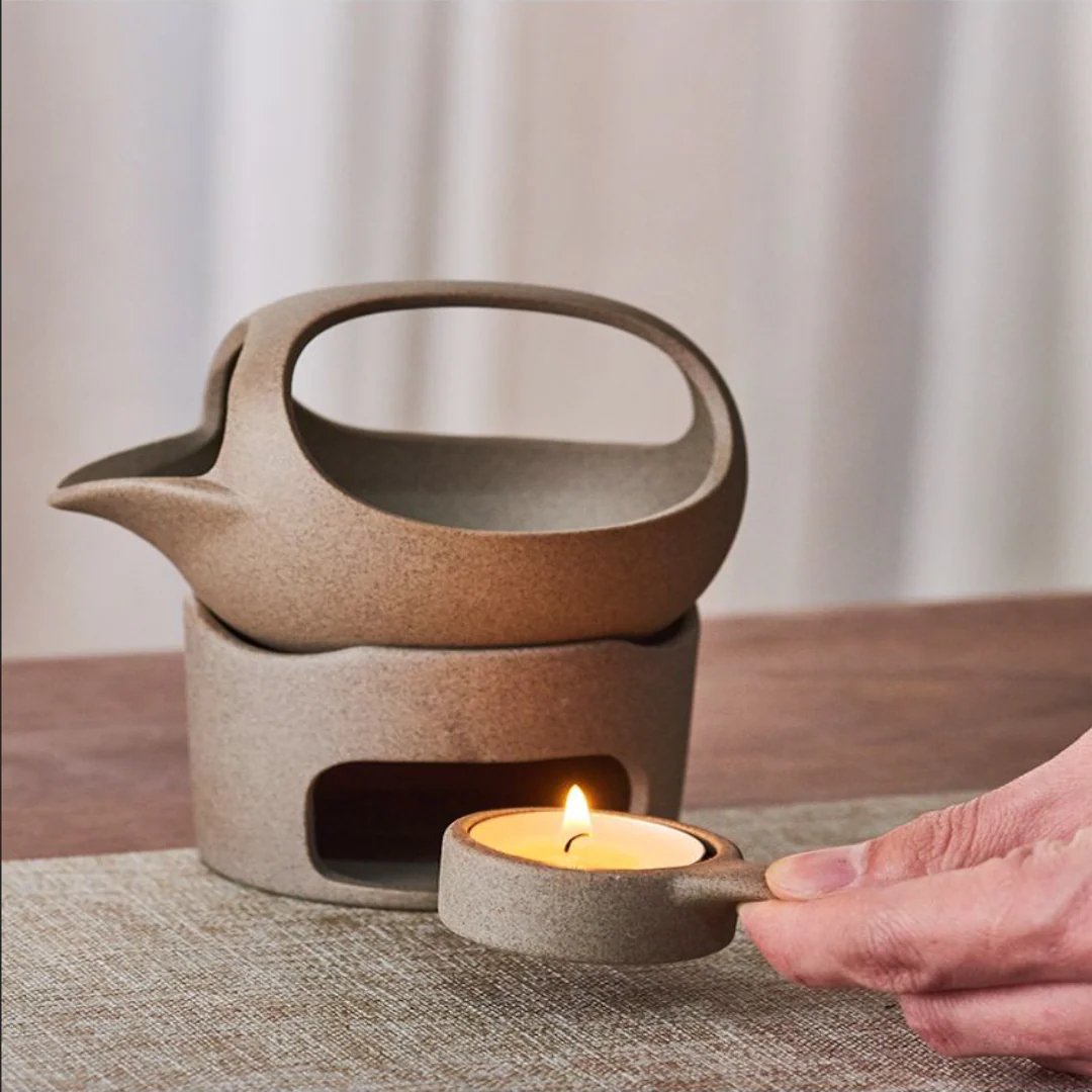 Japanese Style Simple Candle Tea Warmer Pot - Image 11