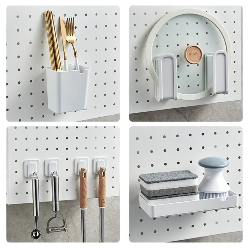 Kitchen Organizer Wall-Mounted Hole Board Storage Rack - Image 4