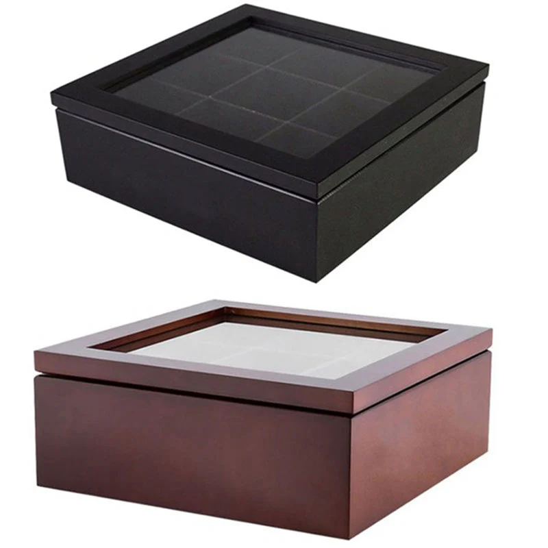 Large Grid Caddy Wood Tea Storage box - Image 2