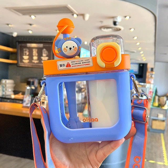 Leak-Proof Double Straw Cartoon Kids Water Bottle - Image 15