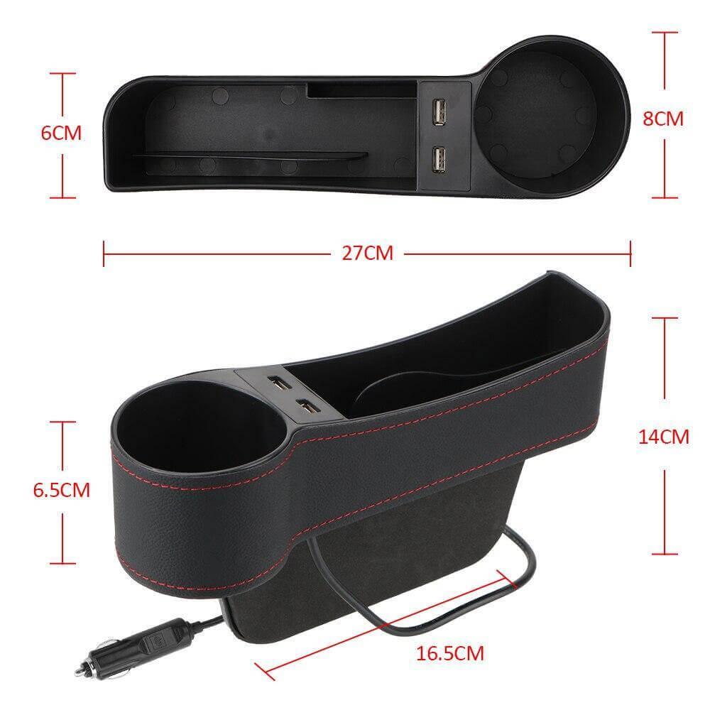 Leather USB Charger Car Seat Gap Organizer - Image 11
