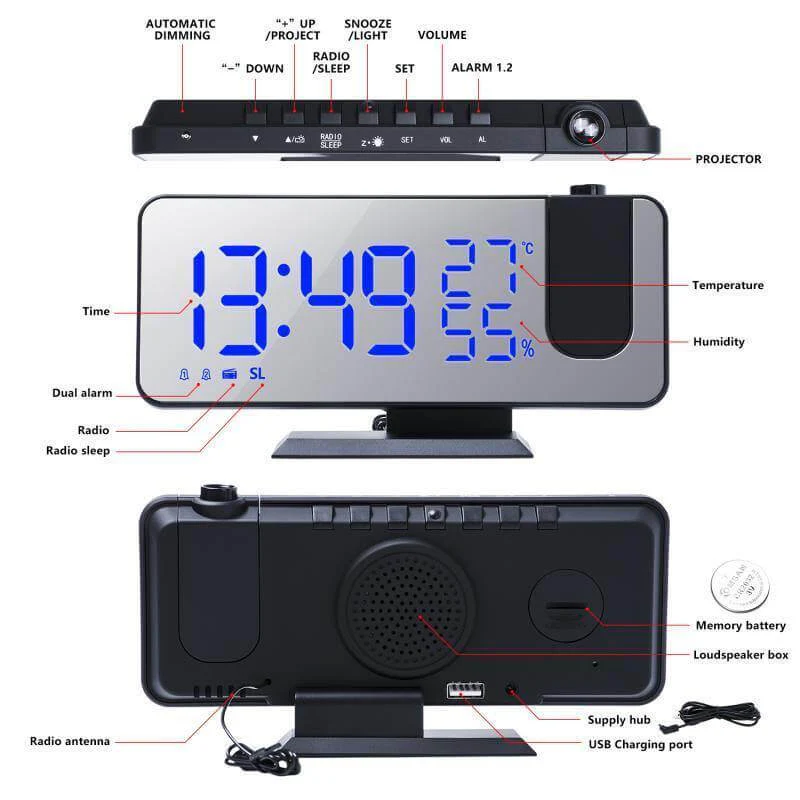 LED Digital Alarm Projection Clock - Image 6