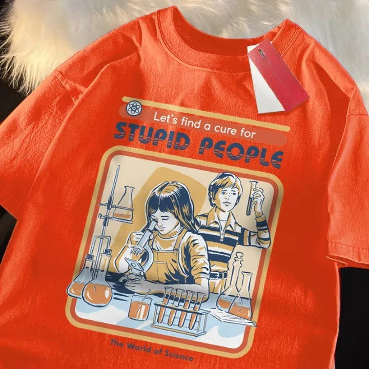 Let's Find a Cure For Stupid People Funny Cotton T-Shirt - Image 4