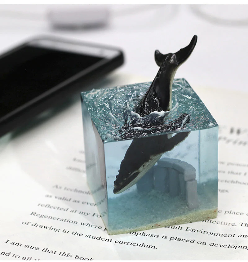 Luminous Ocean Whale Modern Resin Figurine - Image 2