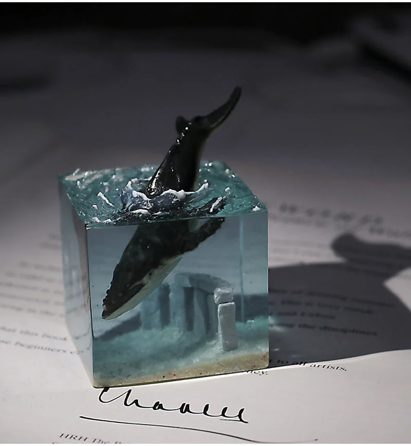 Luminous Ocean Whale Modern Resin Figurine - Image 3