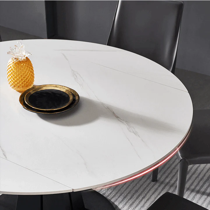 Luxury Extendable Oval Marble Rock Plate Modern Table - Image 4