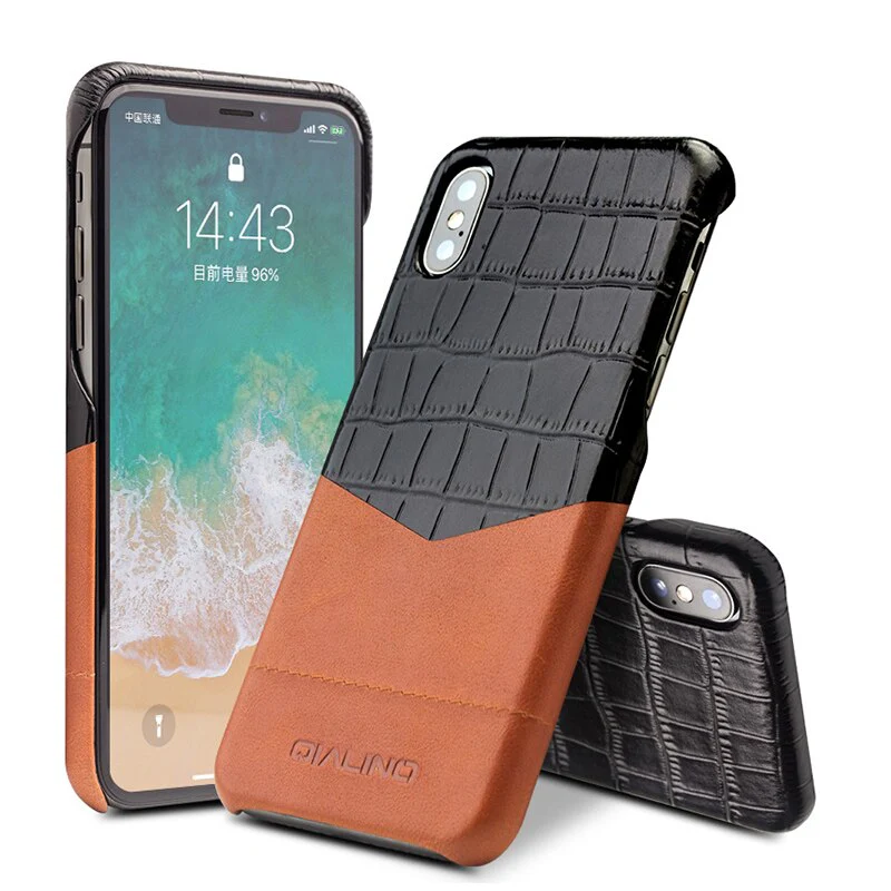 Luxury Full Grain Leather Crocodile design iPhone X Case - Image 4