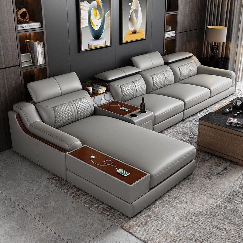 Luxury Multifunctional Elite Elegance Leather Sofa Set - Image 4