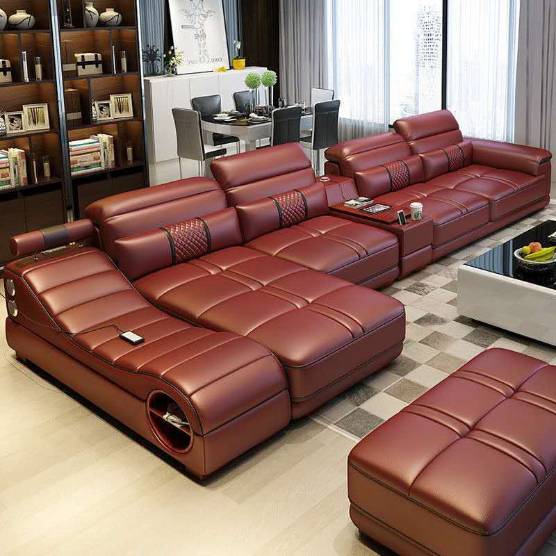Luxury Multifunctional Elite Elegance Leather Sofa Set - Image 6
