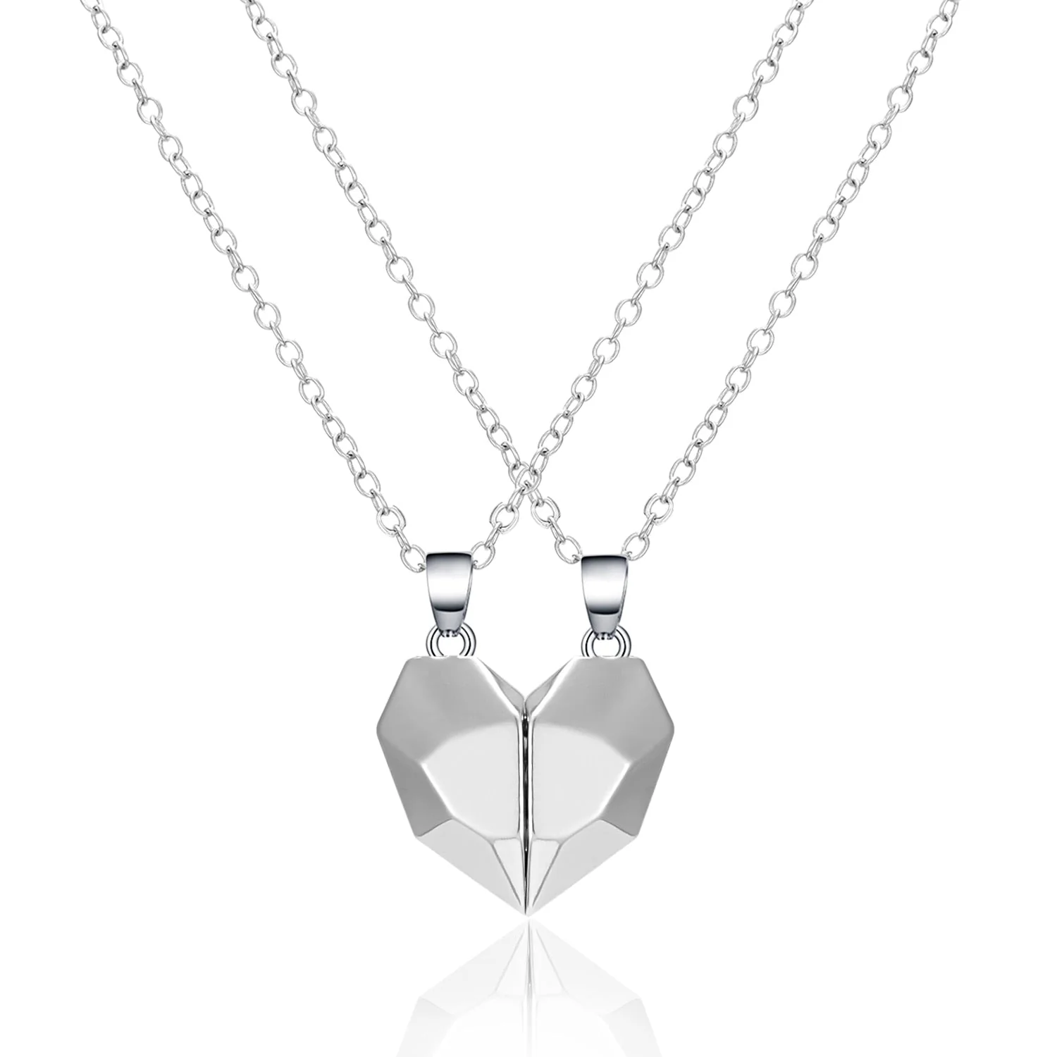 Magnetic Abstract Heart Couple's Necklace - Image 15
