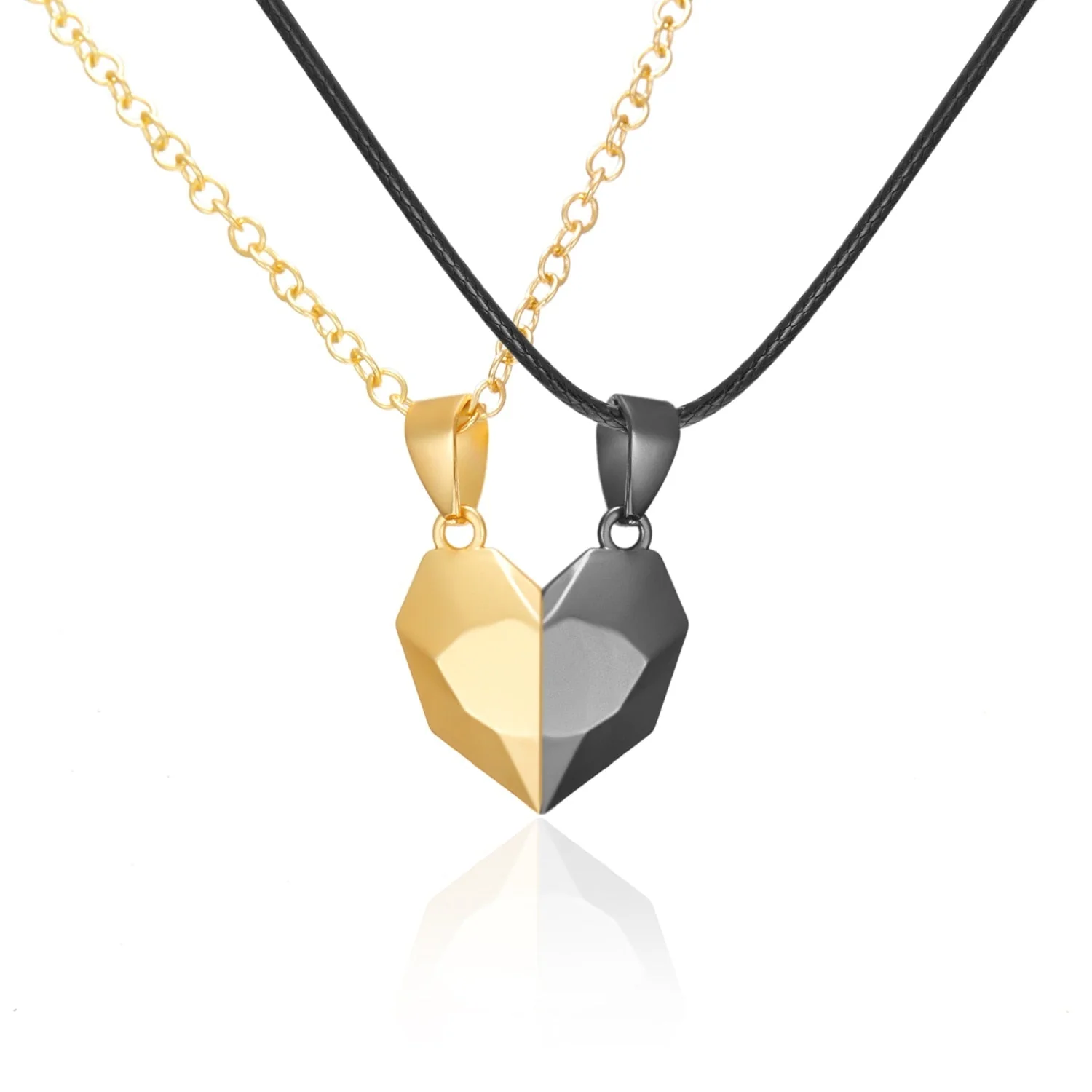 Magnetic Abstract Heart Couple's Necklace - Image 18