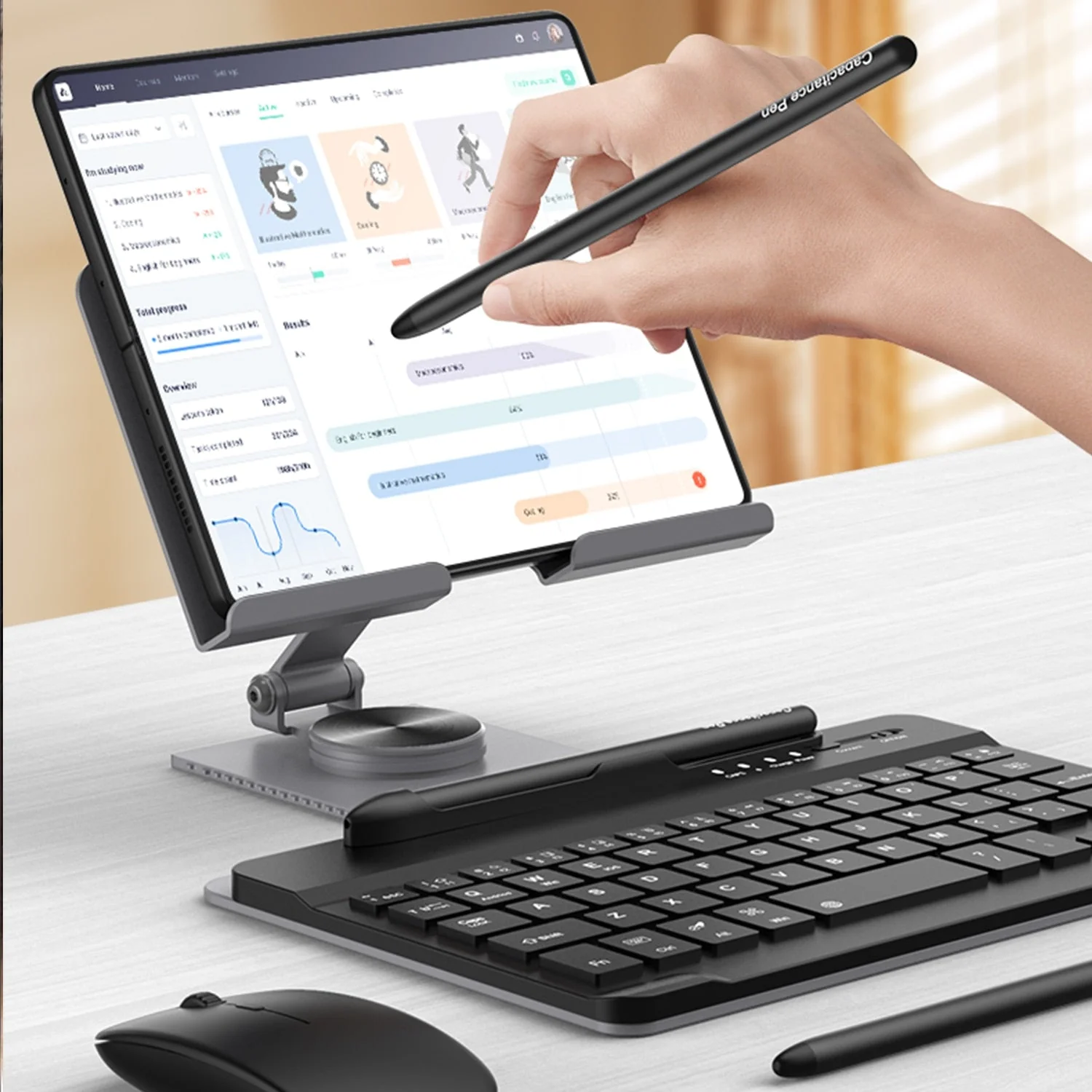 Magnetic Foldable Wireless Pro Keyboard Tablet Holder - Image 2