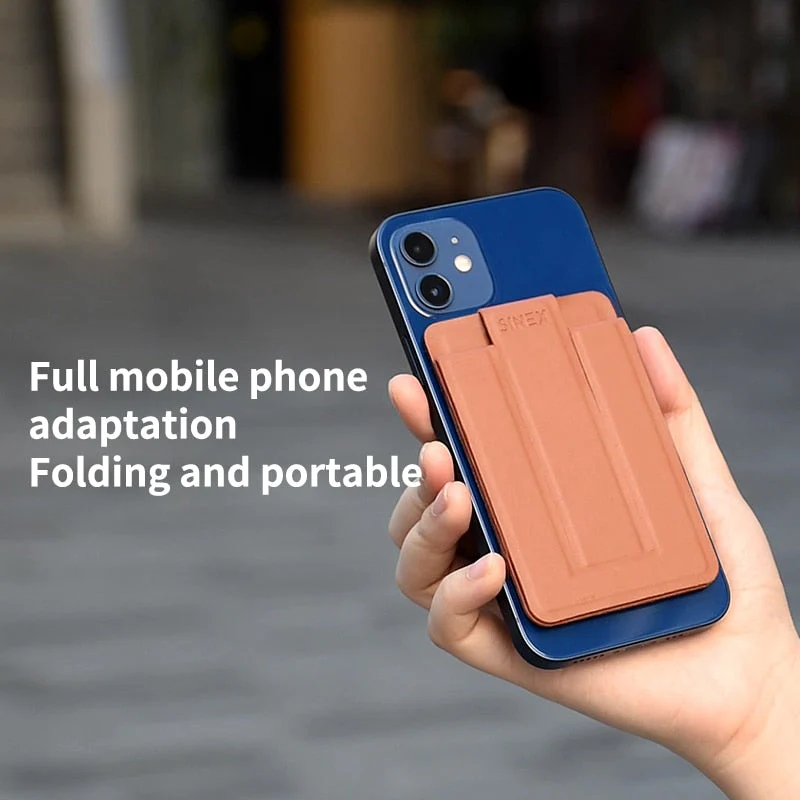 Magnetic Leather Foldable Wallet Phone Holder - Image 3