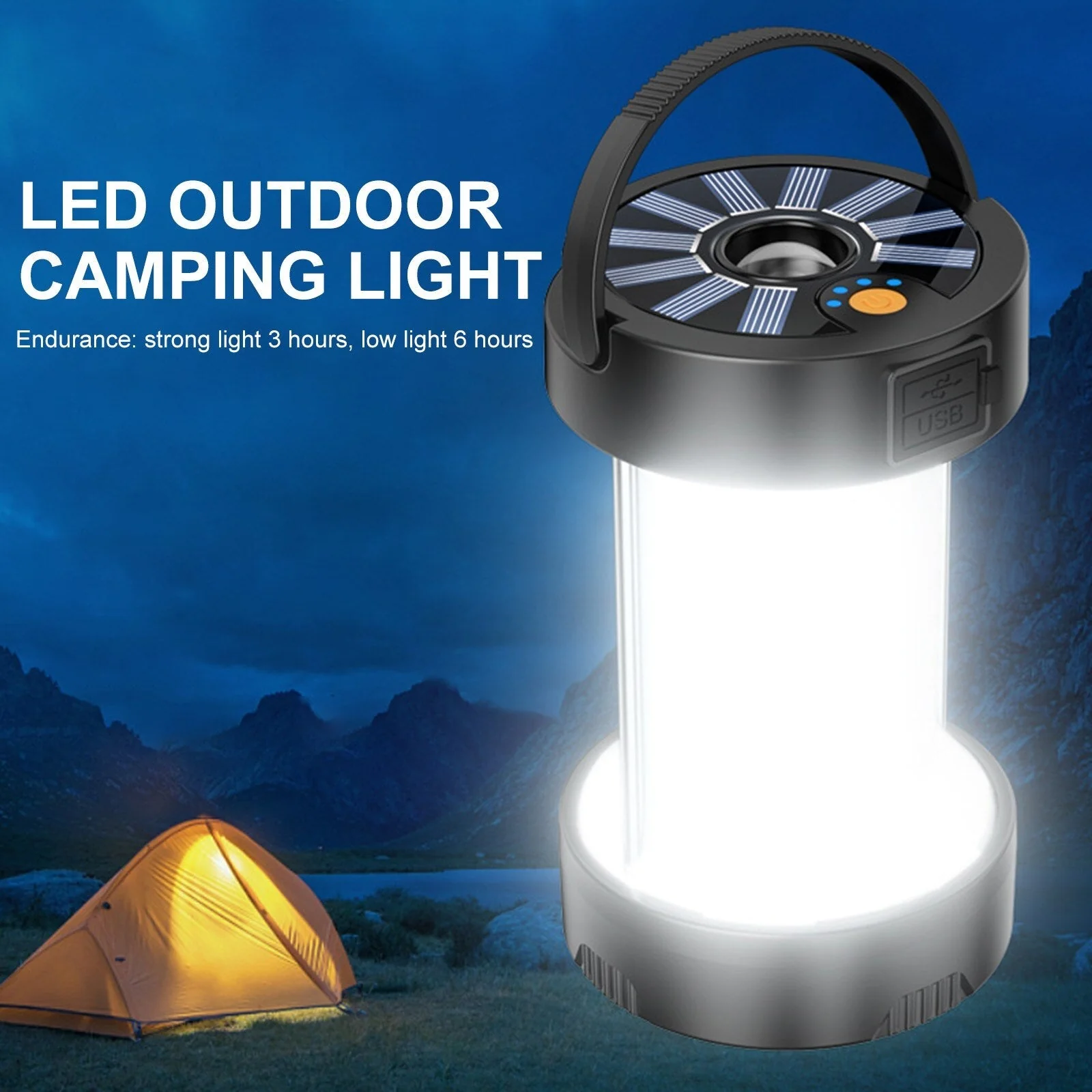 Magnetic Solar Powered Emergency Camping Light - Image 3