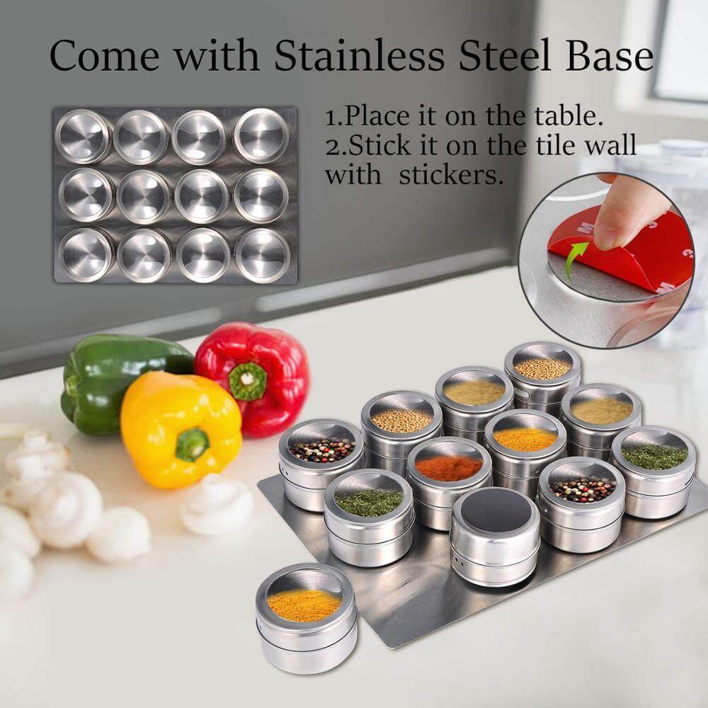 Magnetic Stainless Steel Seasoning Spice Jar Set - Image 3