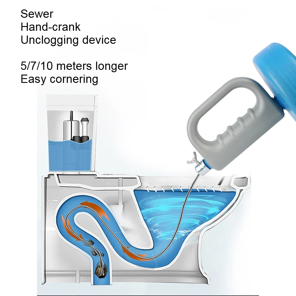 Manual Hand-Crank Drain Snake Shape Plumbing Tool - Image 7