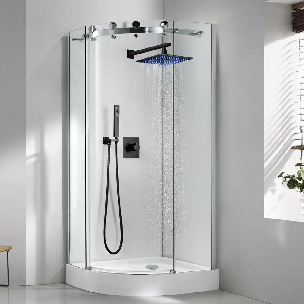 Matte Black Modern LED Modern Rainfall Shower Set - Image 3