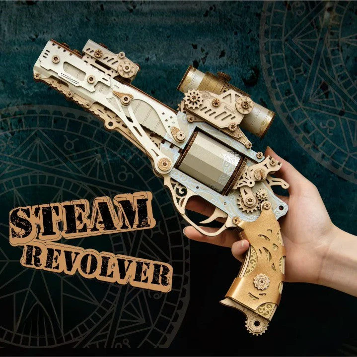 Mechanical Steampunk DIY Wooden Puzzle Toy Revolver - Image 8