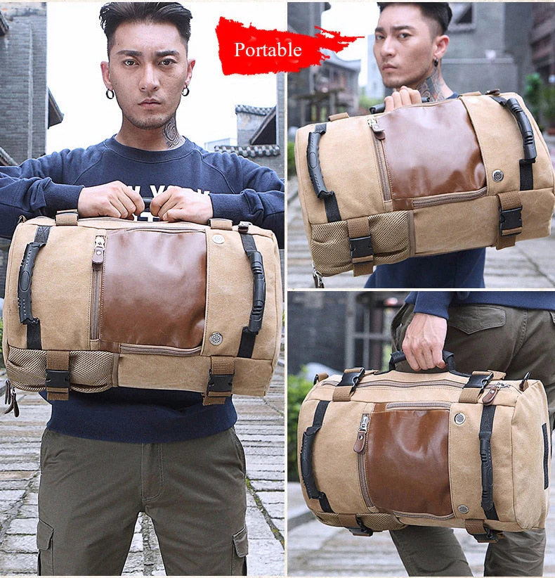 Men Canvas Multifunctional Travel Backpack - Image 3