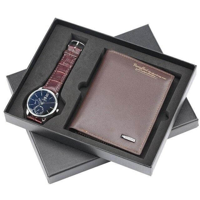Men Watches Steel/Leather Gift Set - Image 8