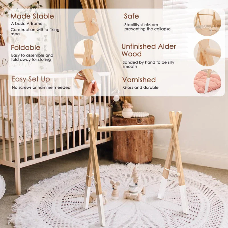 Minimalist Wooden Baby Activity Gym Playground - Image 4