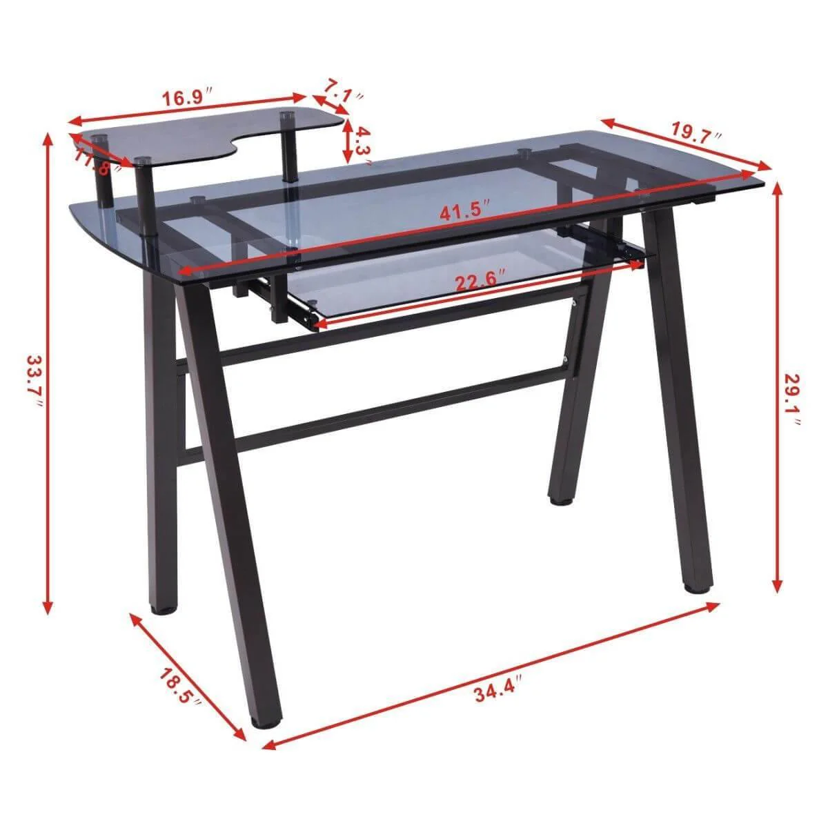 Modern Home/Office Workstation Metal Frame with Printer Shelf Table - Image 5