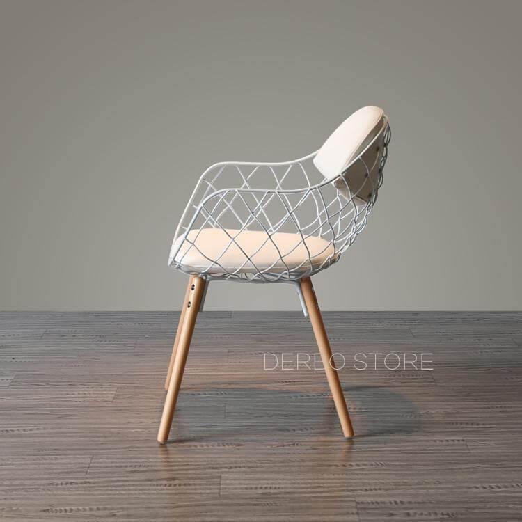 Modern Luxury Design Metal Steel Chair with Wooden legs - Image 5