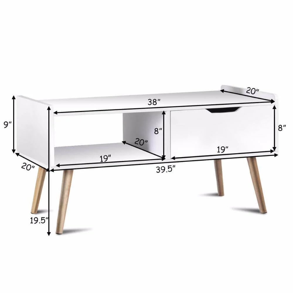 Modern White Solid Wood Coffee Table with Storage - Image 4