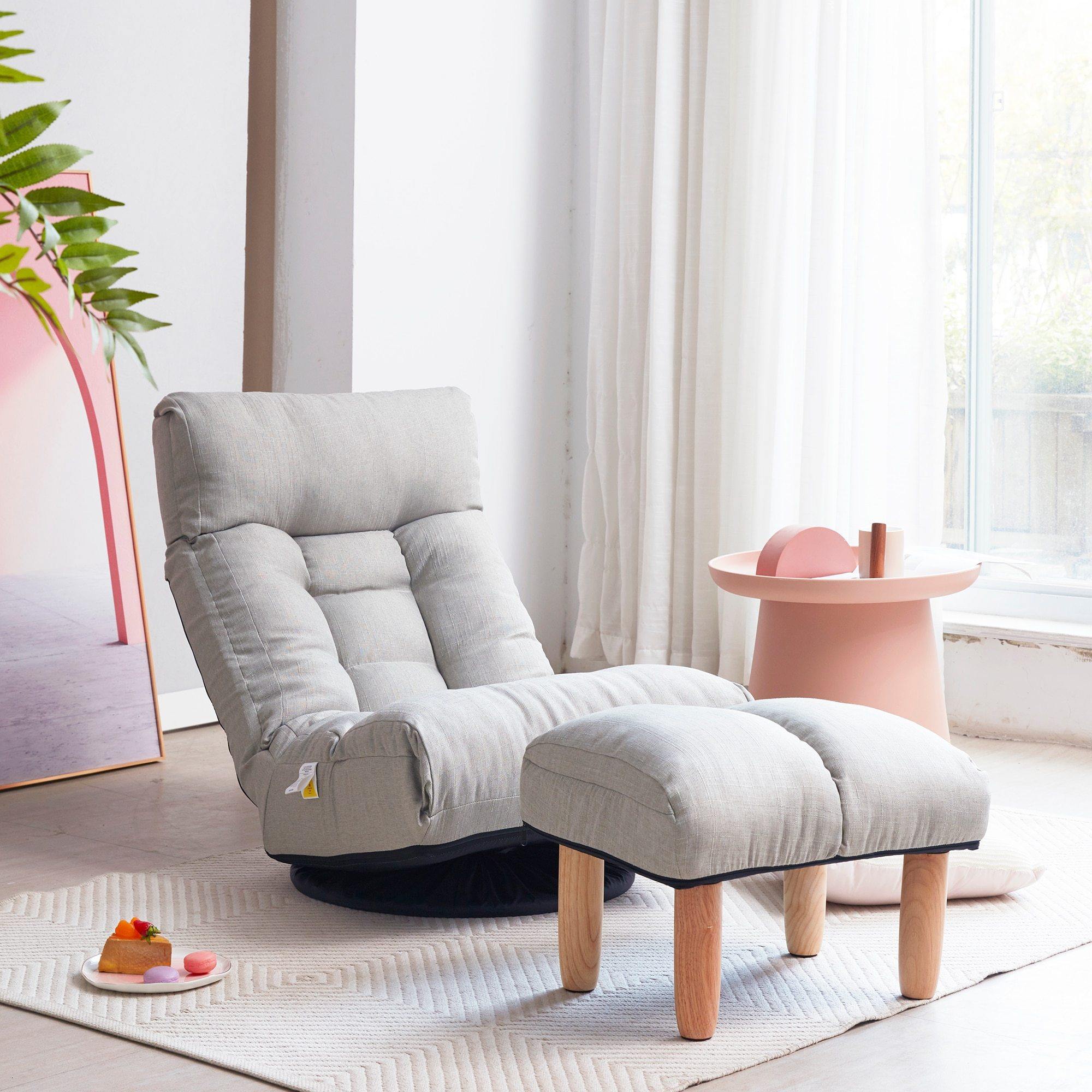 Multi-Functional Reclining Single Floor Chair with Ottoman - Image 3