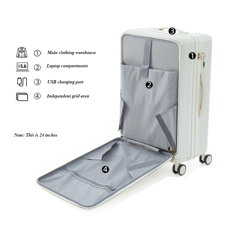 Multifunctional Password Protected Charge Easy Luggage - Image 3