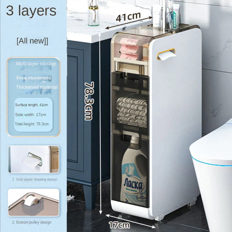 Multilayer Ultra Narrow Bathroom Storage Cabinet - Image 12