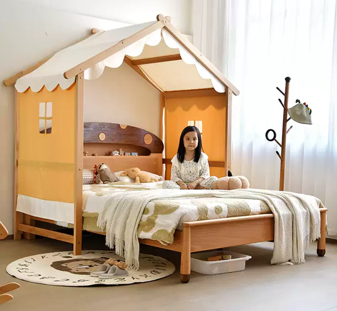 Mushroom Skytime Night Simple Wooden Bed - Image 7