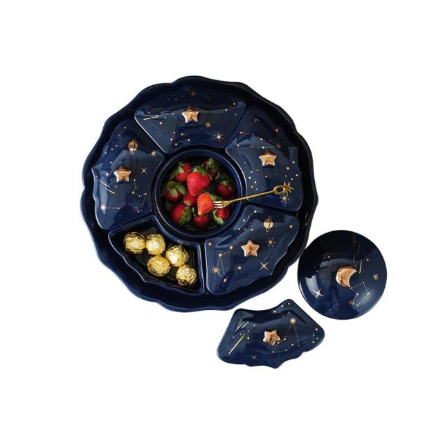 Night Sky Rotatable Ceramic Snack Plate - Image 6