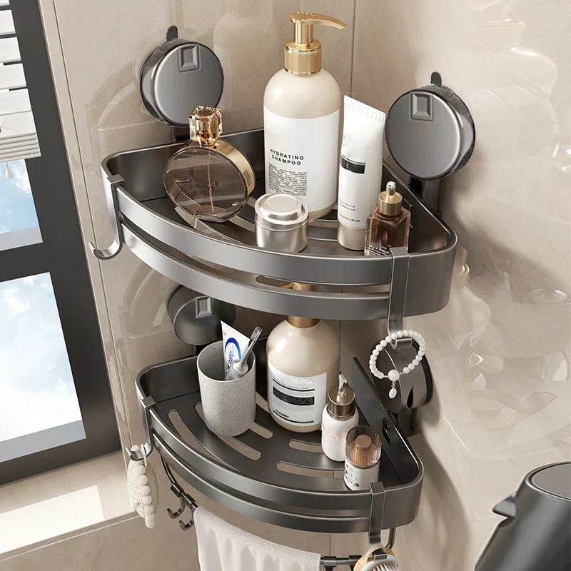 No-Drill Suction Powered Corner Bathroom Organizer - Image 2