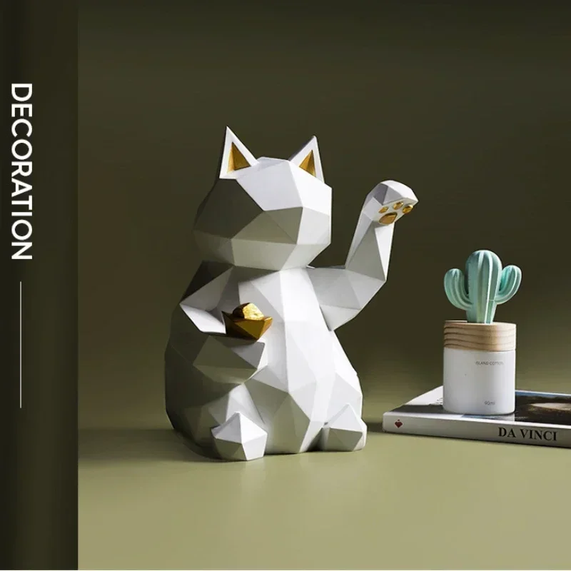 Nordic Minimalism Geometry Lucky Cat Statues - Image 5
