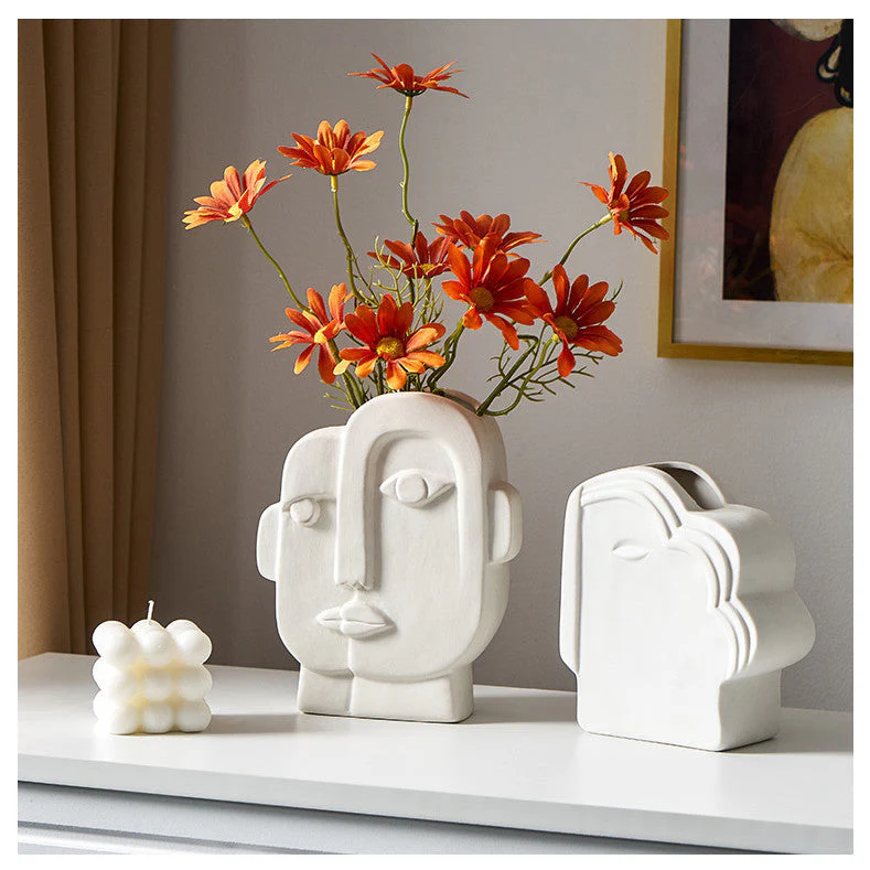 Nordic Modern Ceramic Art Face Vase - Image 3
