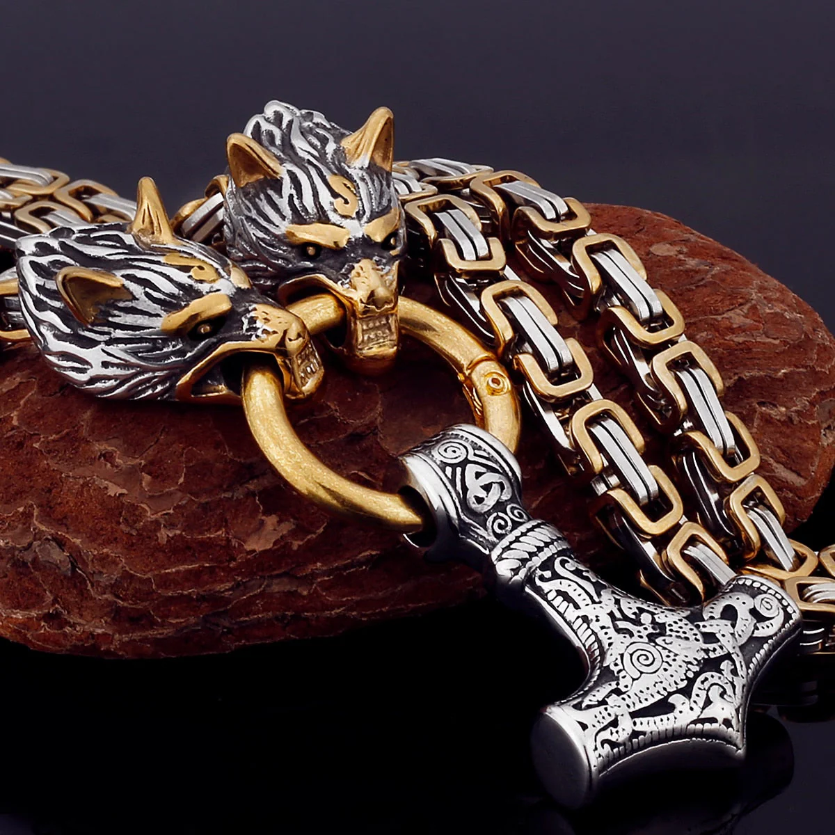 Nordic Viking Wolf Head Stainless Steel Necklace - Image 6