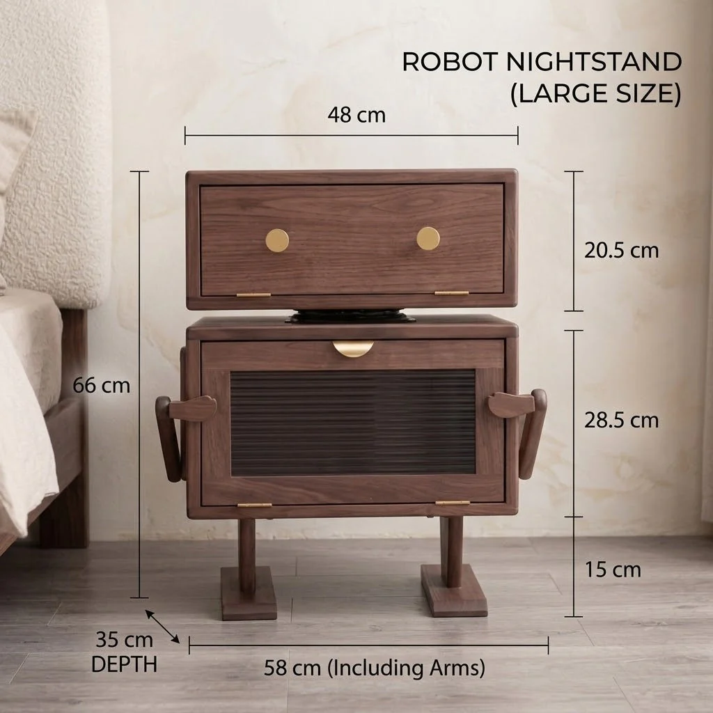 Nordic Walnut Robot Bedside Cabinet - Image 9