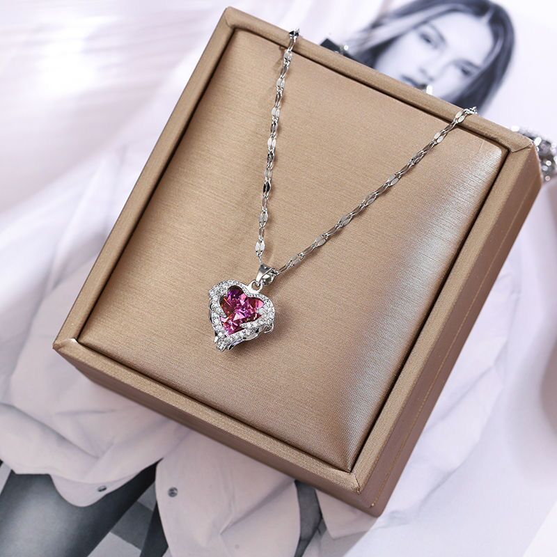 Ocean Heart Stainless Steel Zircon Necklace - Image 7