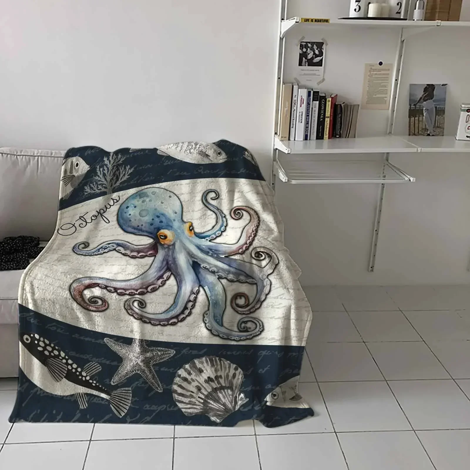 Octopus Shell Starfish Throw Blanket - Image 3